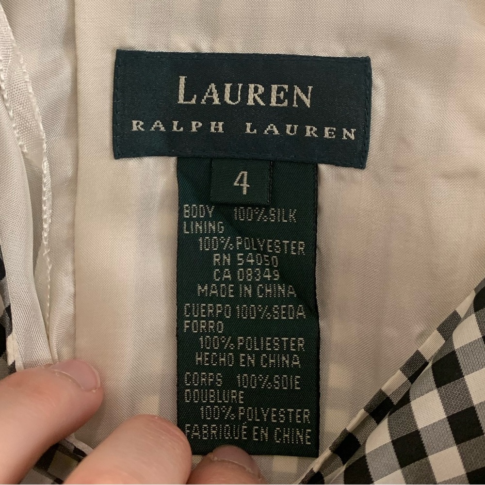 Ralph Lauren Black and White Gingham Midi Dress - Picture 2 of 8